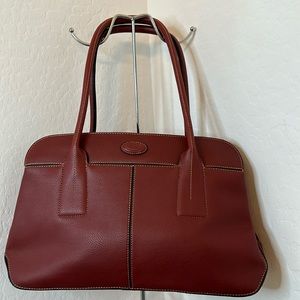 SOLD***Tod’s Pre-loved Red Leather Shoulder Bag with Dustbag